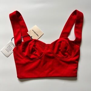 Super Down Red Corset Crop Top